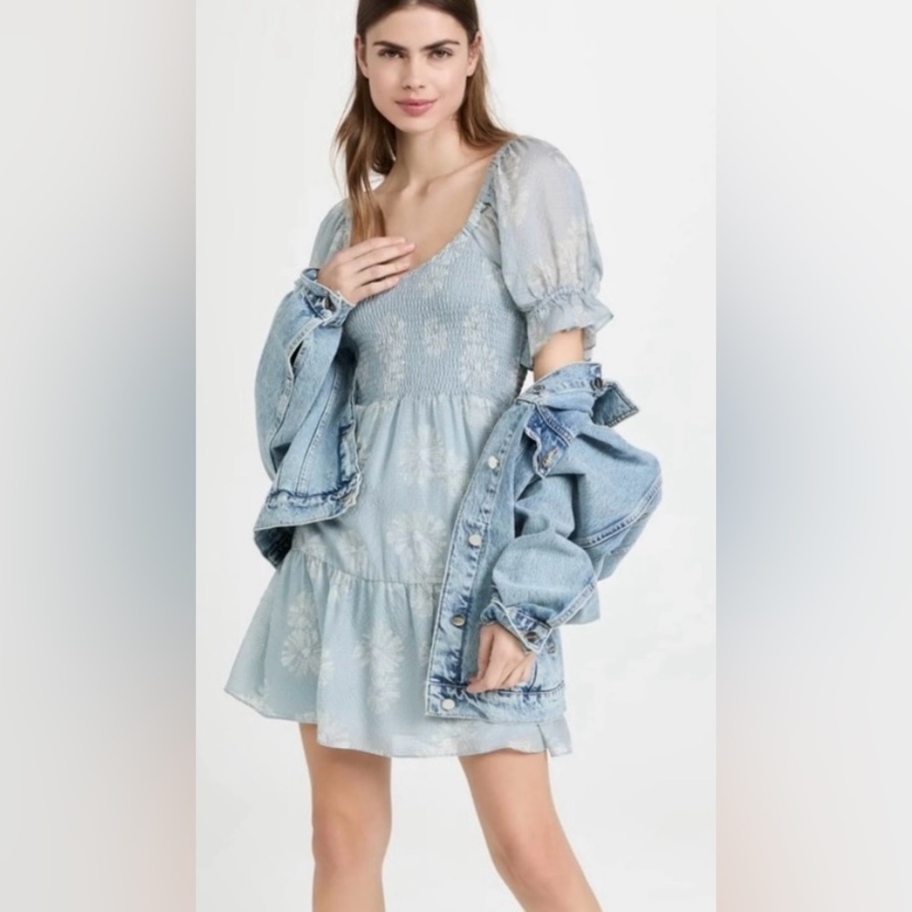 Madewell Silk Lucie Smocked Mini Dress Sz XL
